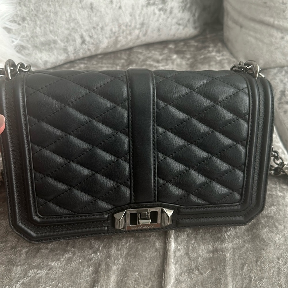Black Chevron Quilted Love Crossbody